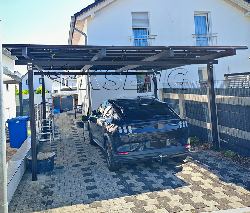 Modern solar carport with corrosion-resistant aluminum structure