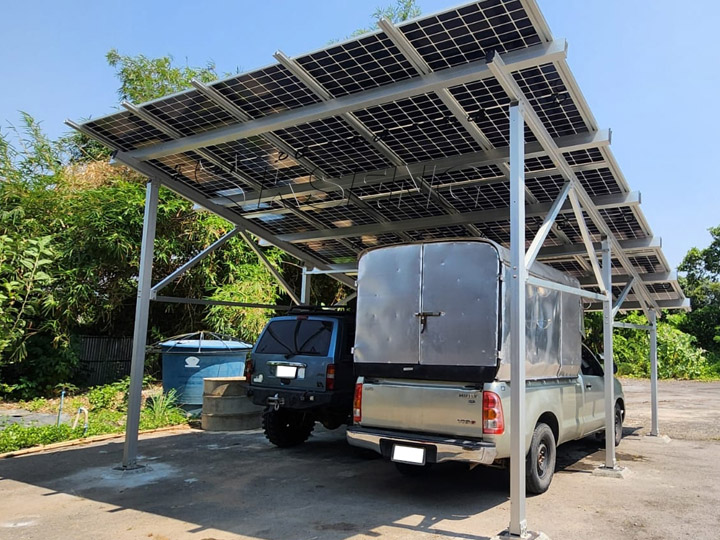 Waterproof Aluminum Solar Carport in Thailand-9.4KW
